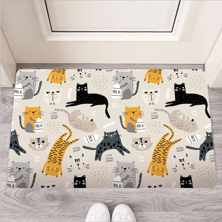 Meow Cat Print Door Mat