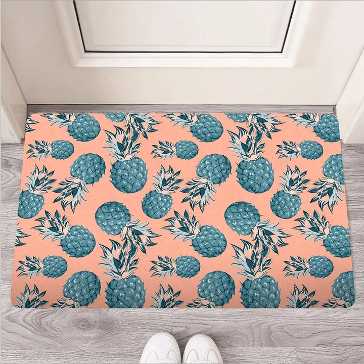 Hawaiian Neon Pineapple Print Door Mat
