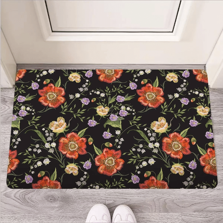 Poppy Floral Print Door Mat