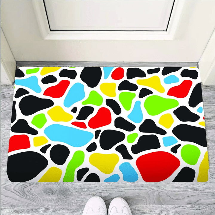 Colorful Cow Print Door Mat