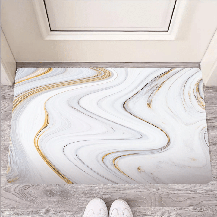 Gold White Marble Door Mat
