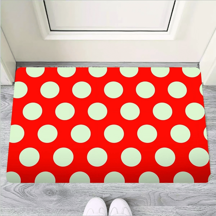 Red And White Polka Dot Door Mat
