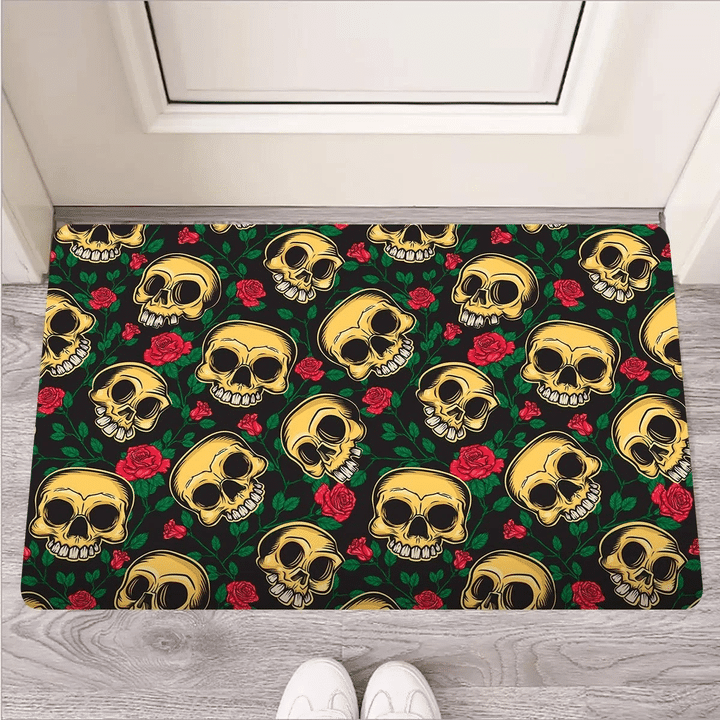 Mexican Rose Skull Door Mat