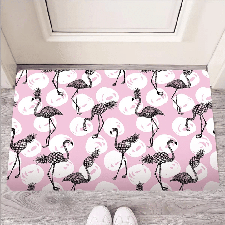 Flamingo Pineapple Print Door Mat