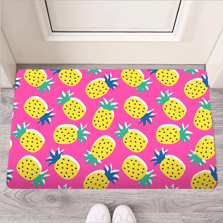 Pink Pineapple Print Door Mat