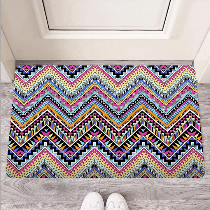 Multicolor Zigzag Indian Aztec Door Mat