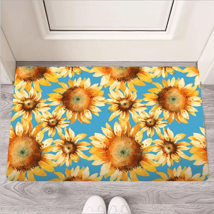 Blue Sunflower Door Mat