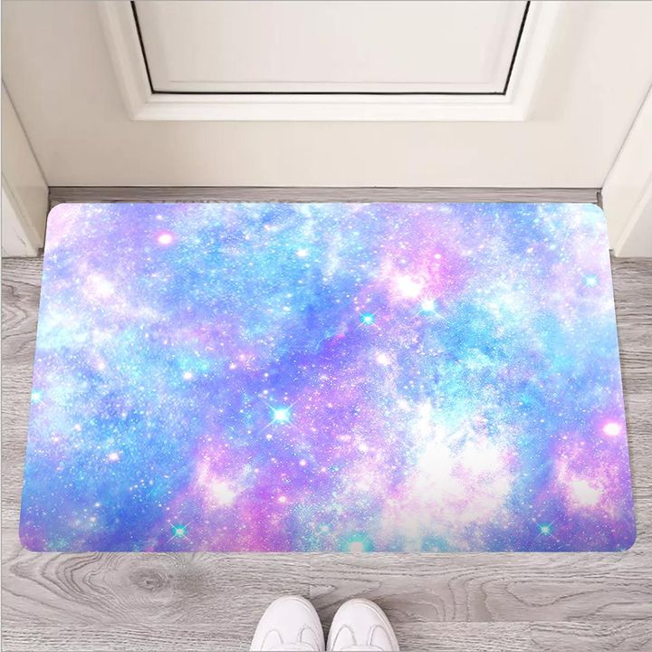 Pink and Blue Galaxy Space Door Mat