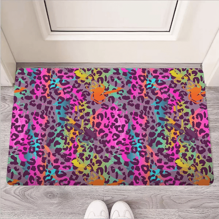 Colorful Leopard Door Mat