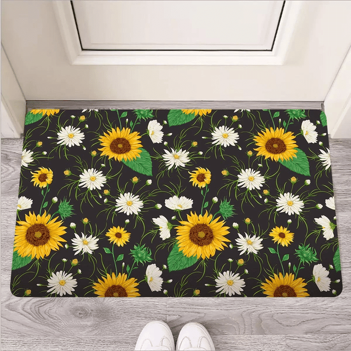 Sunflower And Chamomile Door Mat