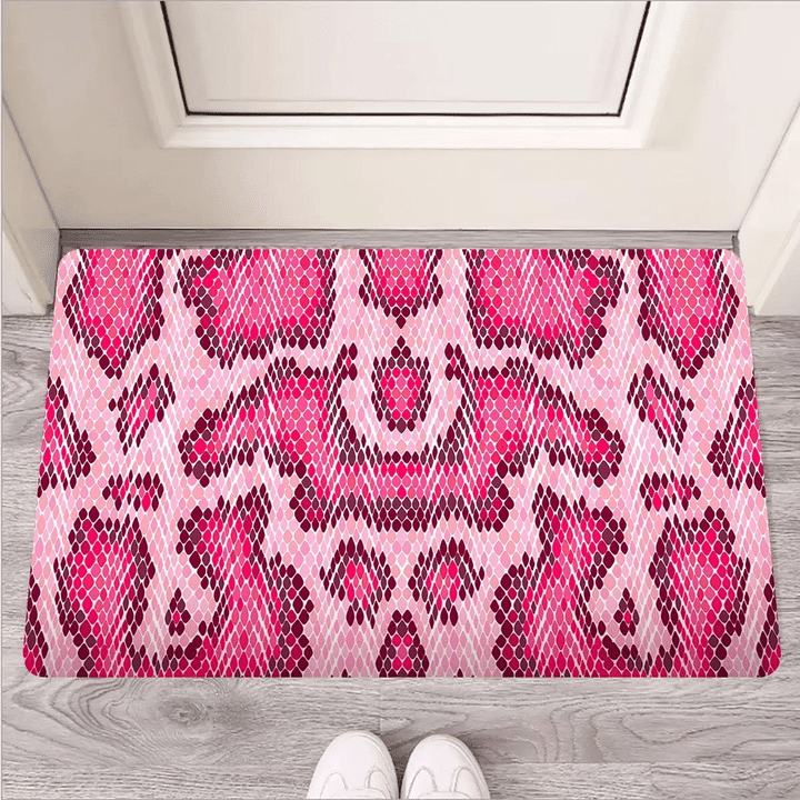 Pink Snakeskin Print Door Mat