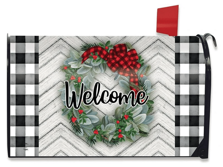 Winter Wreath Printed Mailbox Cover