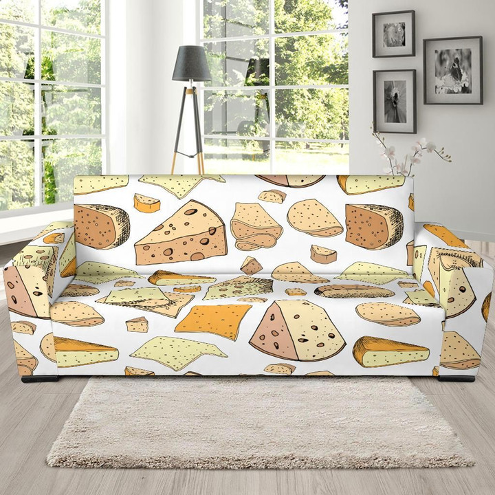 Cheese In Various Shapes Design Sofa Cover