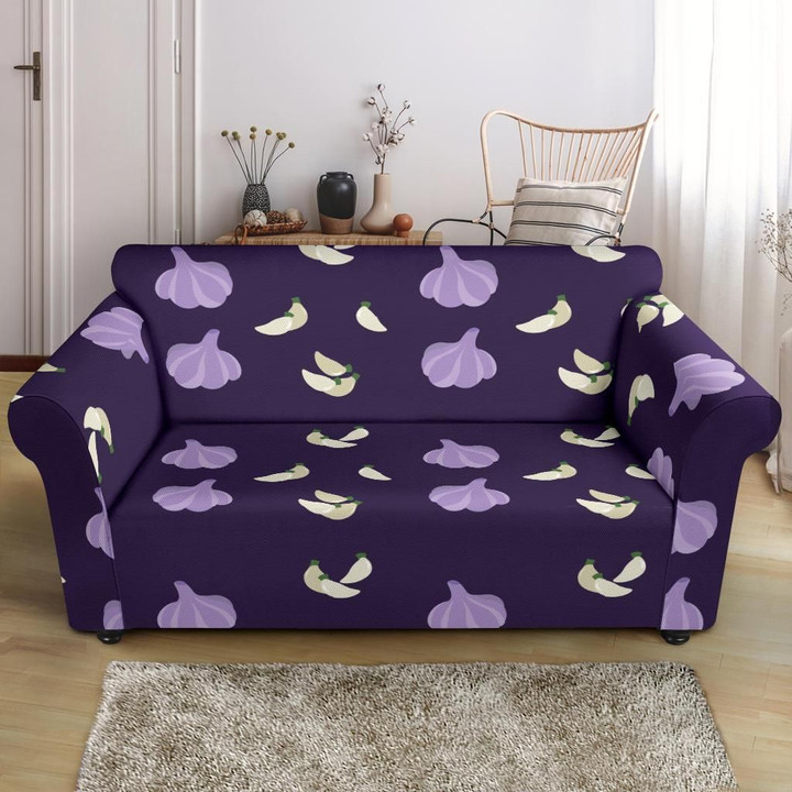 Purple Theme Garlic Pattern Nice Design Sofa Cover