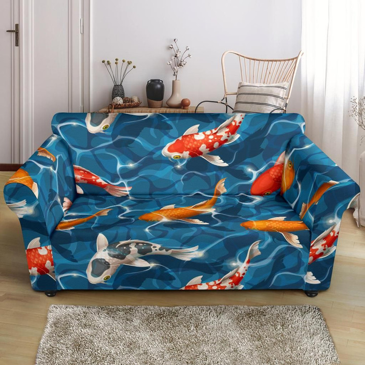 Blue Water Koi Fish Carp Fish Sofa Cover