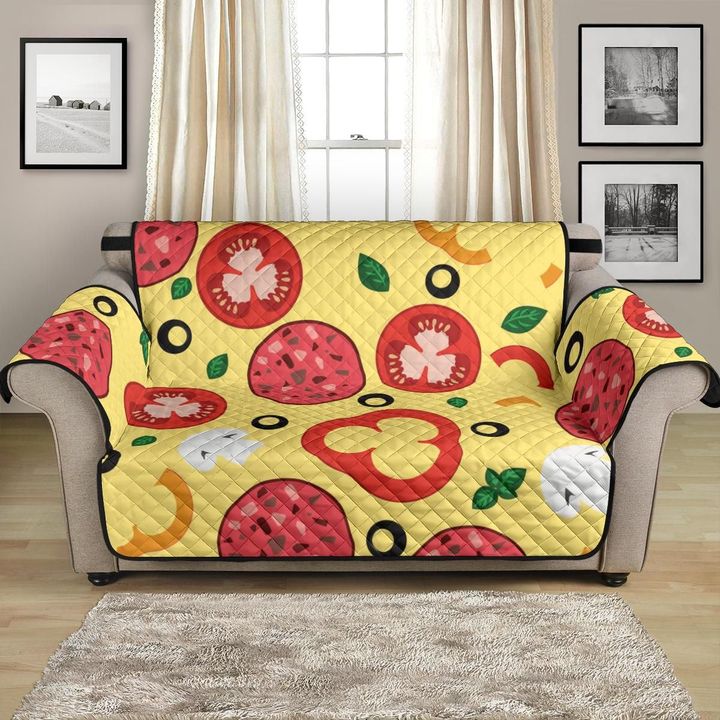Cute Pizza Tomato Salami Texture Sofa Couch Protector Cover
