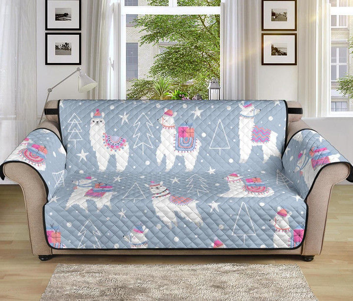Cool Design Sofa Couch Protector Cover Llama Chirstmas On Light Slate Gray