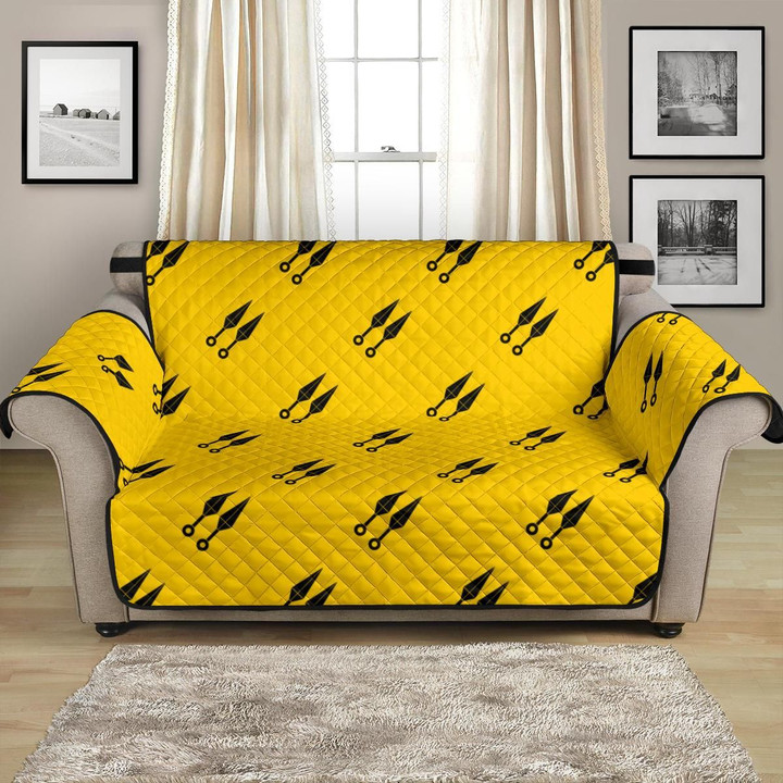 Ninja Weapon On Yellow Background Design Sofa Couch Protector Cover