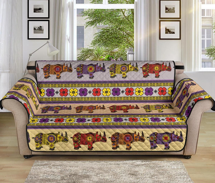 Rhino African Afro Dashiki Adinkra Kente Sofa Couch Protector Cover