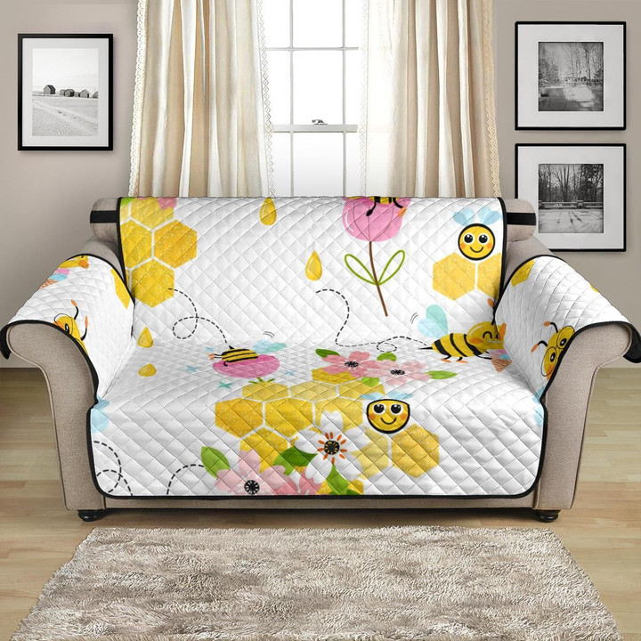 Nice Design Cute Bee Pattern White Theme Sofa Couch Protector Cover