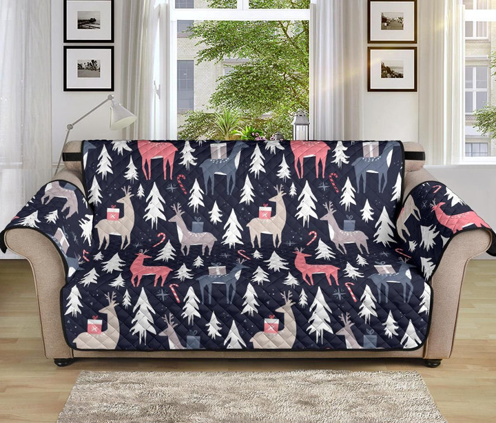 Dark Theme Deers Winter Christmas Sofa Couch Protector Cover