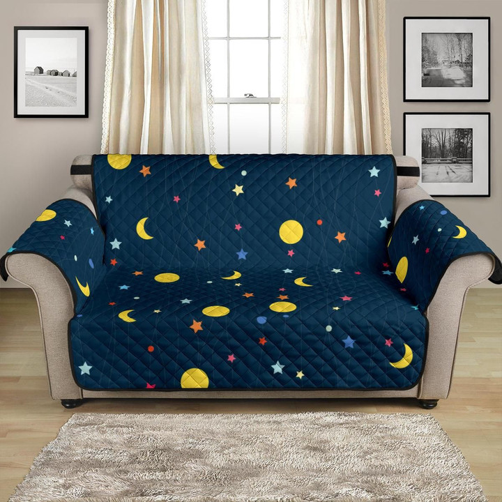 Dark Blue Lovely Moon Star Pattern Sofa Couch Protector Cover