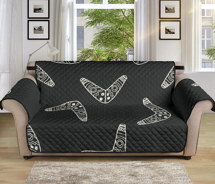 Sofa Couch Protector Cover Black And White Boomerang Australian Aboriginal Ornament
