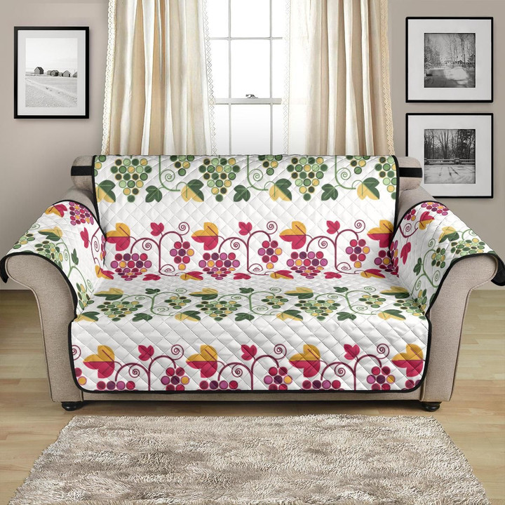 Cute Grape Graphic Decorative White Theme Sofa Couch Protector Cover