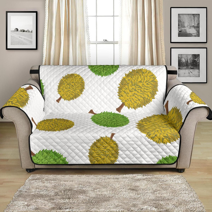 Green And Yellow Durian White Background Design Sofa Couch Protector Cover