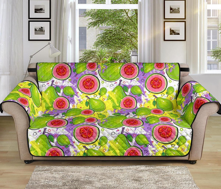 Sliced Guava Watercolor Background Sofa Couch Protector Cover