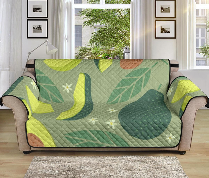 Green Avocado And Leaf Cartoon Pattern Sofa Couch Protector Cover