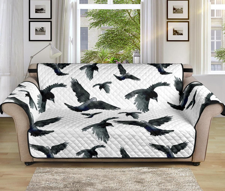 Flying Crow Water Color Design Sofa Couch Protector Cover