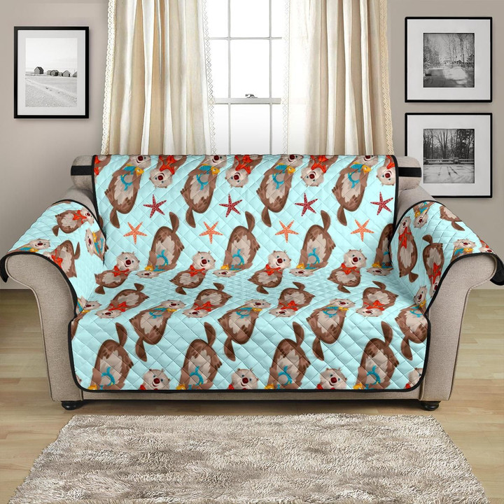Cute Otter And Colorful Starfish Pattern Sofa Couch Protector Cover