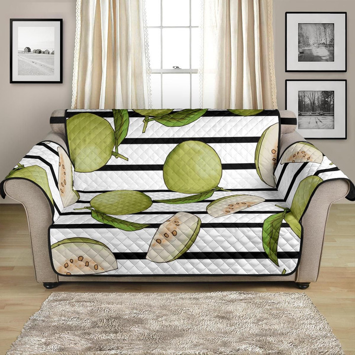 Sliced Guava Pattern Black Stripe White Background Sofa Couch Protector Cover