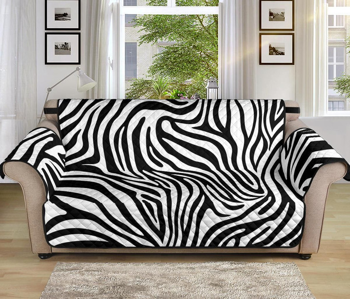 Black And White Zebra Skin Pattern Sofa Couch Protector Cover