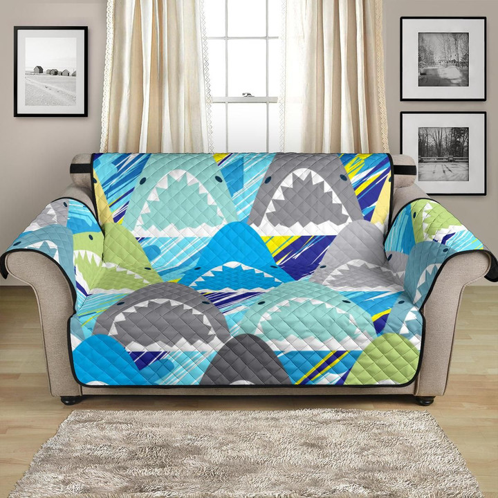 Cute Cartoon Shark Head Multicolor Pattern Sofa Couch Protector Cover