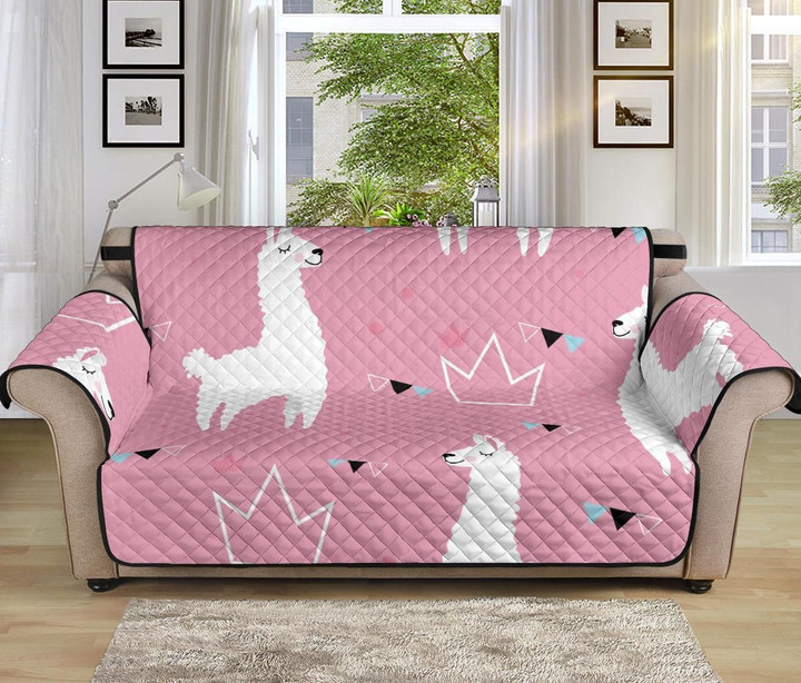 Funny Llama Alpaca Pink Sofa Couch Protector Cover