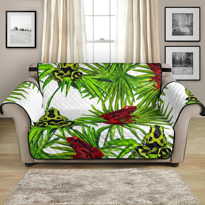 White Theme Green And Red Frog Pattern Sofa Couch Protector Cover