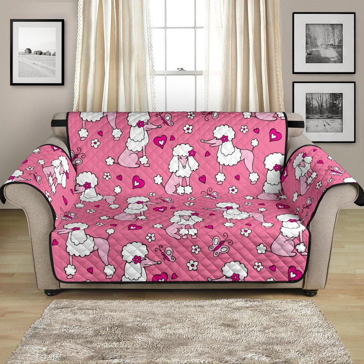 Pretty Style Poodle Pink Heart Pattern Sofa Couch Protector Cover