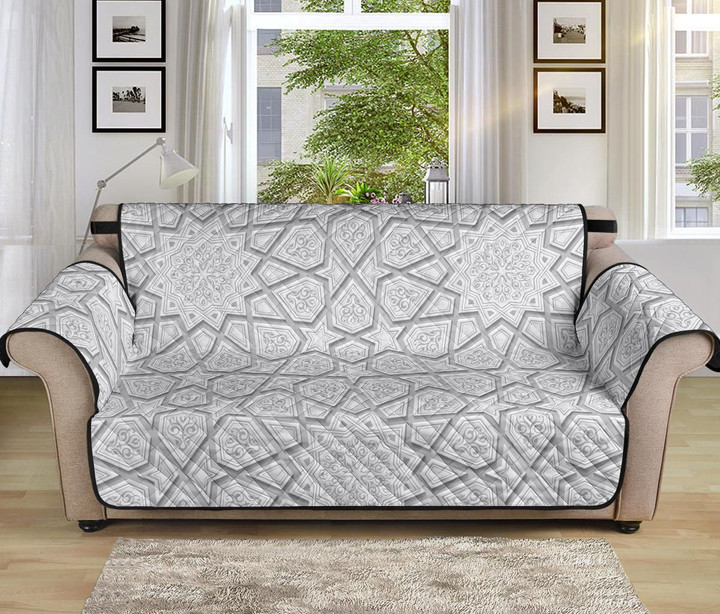 Arabic Star Style Pattern Grey Theme Design Sofa Couch Protector Cover