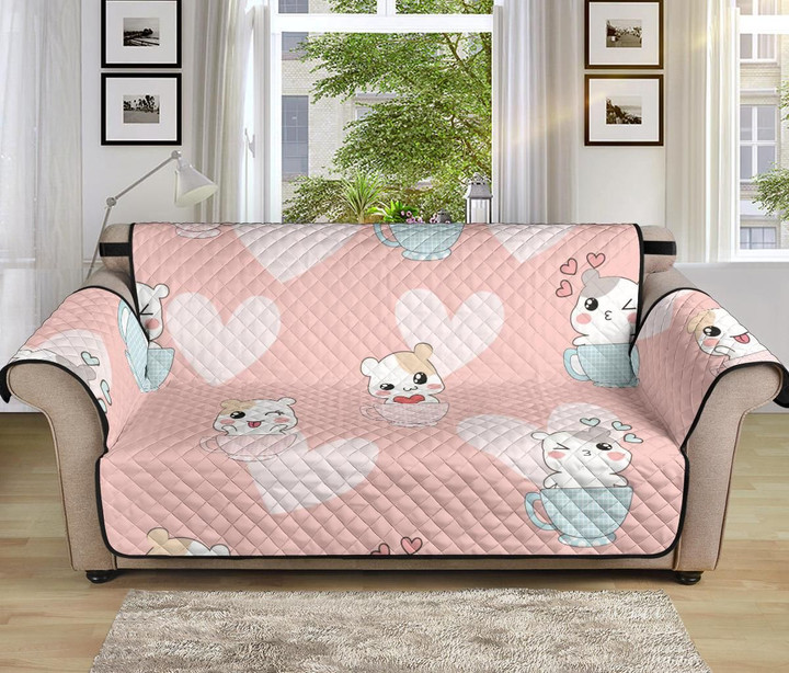 Sweet Hamster In Cup Heart Design Sofa Couch Protector Cover