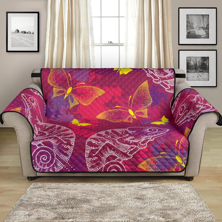 Fascinating Pink Chameleon Lizard Butterfly Pattern Sofa Couch Protector Cover