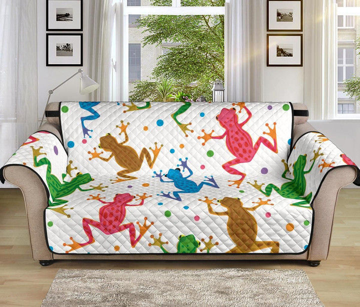 Watercolor Frog On White Design Sofa Couch Protector Cover