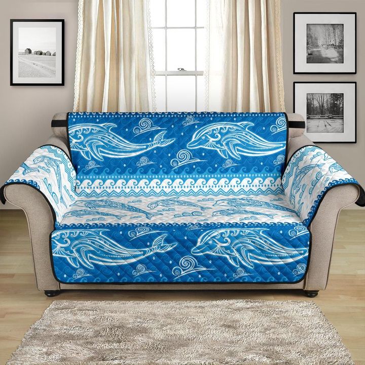 Beautiful Dolphin Tribal Pattern Ethnic Motifs Sofa Couch Protector Cover