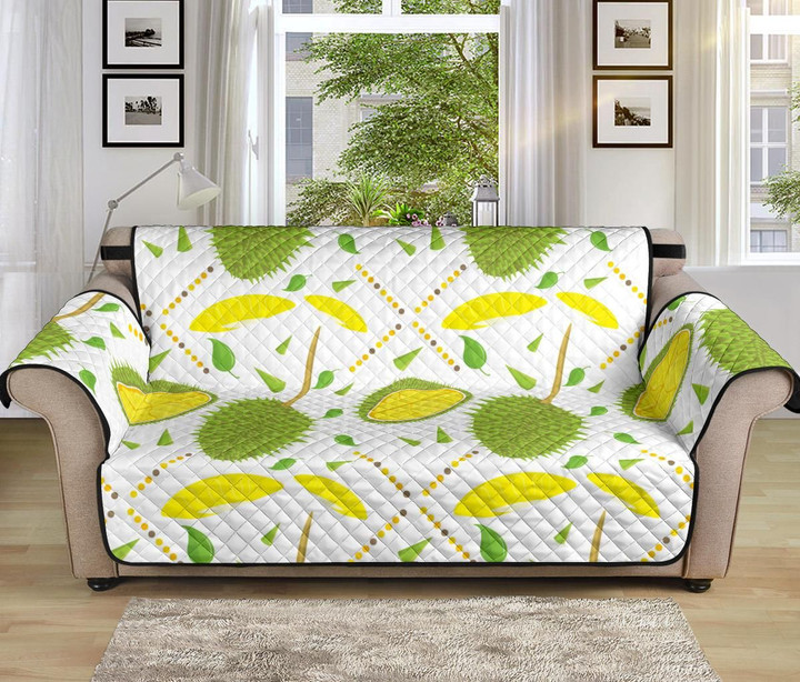 White Theme Durian Pattern Sofa Couch Protector Cover