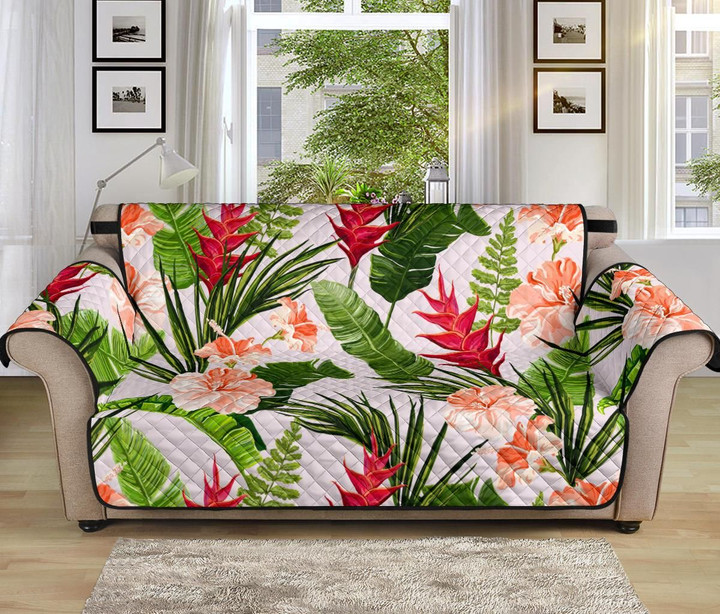 Excellent Heliconia Hibiscus Leaves Design Sofa Couch Protector Cover