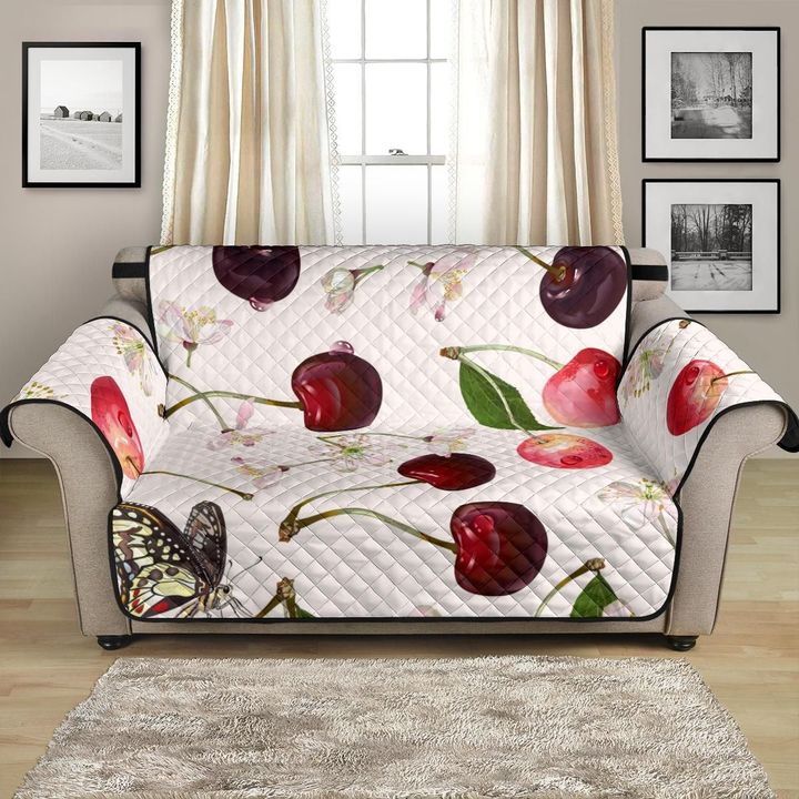 Succulent Cherry Flower Butterfly Pattern Sofa Couch Protector Cover