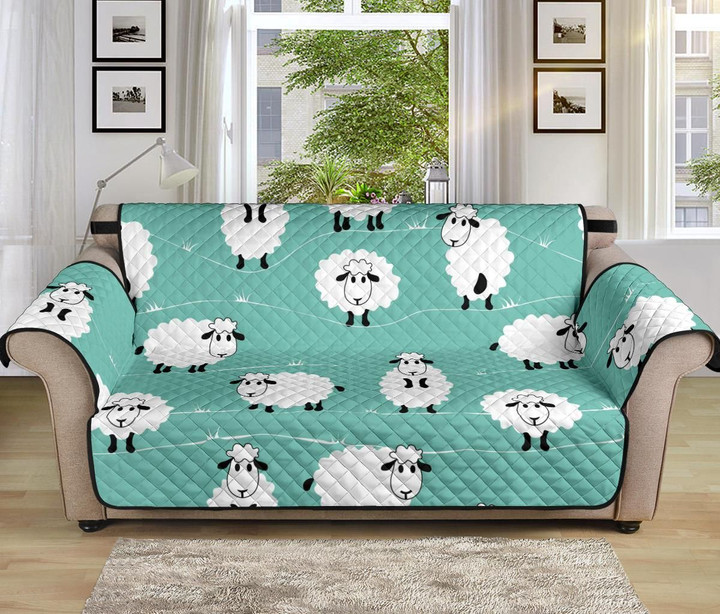 Turquoise And White Sheep Cattle Sofa Couch Protector Cover
