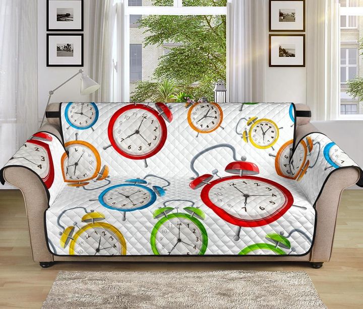 Colorful Clock Time Passes By Design Sofa Couch Protector Cover