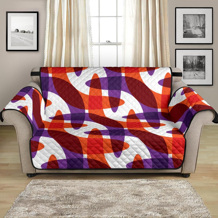 Purple And Red Boomerang Pattern White Background Sofa Couch Protector Cover